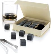 🥃 quiseen beverage chilling stones set – 9 grey chill rocks for whiskey and other beverages | 100% pure soapstone | includes gift box, velvet carrying pouch logo