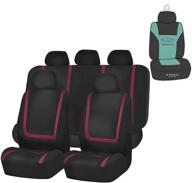 fh group unique flat cloth full set car seat covers with gift- universal fit for cars trucks and suvs (burgundy) logo