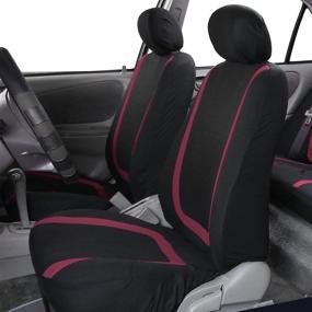 img 3 attached to FH Group Unique Flat Cloth Full Set Car Seat Covers With Gift- Universal Fit For Cars Trucks And SUVs (Burgundy)