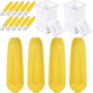 🌽 barbecue essential: 16-piece corn cob holders set with dishes and spreaders logo