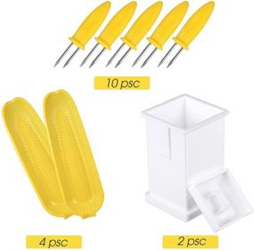 img 2 attached to 🌽 Barbecue Essential: 16-Piece Corn Cob Holders Set with Dishes and Spreaders