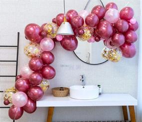 img 3 attached to 🎈 120-Piece Burgundy Pink, Gold Balloon Arch Garland Kit with Confetti Latex Balloons and 7 Decorative Tools - Ideal for Shower, Burgundy Wedding, Girl Birthday, and Wine Red Party Decorations