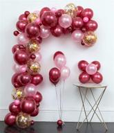 🎈 120-piece burgundy pink, gold balloon arch garland kit with confetti latex balloons and 7 decorative tools - ideal for shower, burgundy wedding, girl birthday, and wine red party decorations логотип