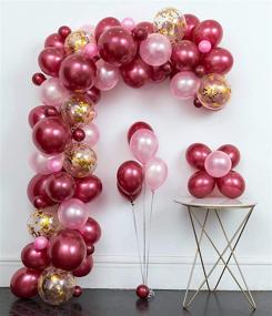 img 4 attached to 🎈 120-Piece Burgundy Pink, Gold Balloon Arch Garland Kit with Confetti Latex Balloons and 7 Decorative Tools - Ideal for Shower, Burgundy Wedding, Girl Birthday, and Wine Red Party Decorations