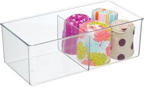 img 4 attached to 🗄️ mDesign Clear Plastic 2 Compartment Drawer & Closet Storage Bin - Organizer for Scarves, Socks, Bras, and Underwear - Dress Drawer & Shelf Organization