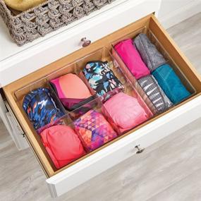 img 3 attached to 🗄️ mDesign Clear Plastic 2 Compartment Drawer & Closet Storage Bin - Organizer for Scarves, Socks, Bras, and Underwear - Dress Drawer & Shelf Organization