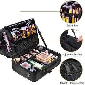 img 2 attached to 👜 Large 3-Layer Makeup Bag by JAZZ GORDON - Professional Travel Makeup Organizer, Portable Artist Storage Case with Adjustable Dividers and Straps (Black)