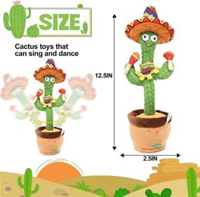 img 3 attached to 🌵 Dancing Cactus Plushies Toy with 120 English Songs - Singing, Talking, Recording, Repeating - Sunny Cactus Sand Hammer - 12.6 Inch