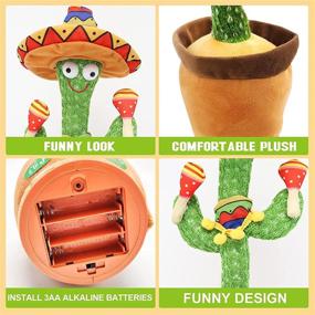 img 2 attached to 🌵 Dancing Cactus Plushies Toy with 120 English Songs - Singing, Talking, Recording, Repeating - Sunny Cactus Sand Hammer - 12.6 Inch