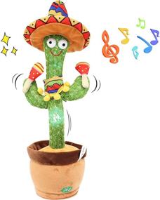 img 4 attached to 🌵 Dancing Cactus Plushies Toy with 120 English Songs - Singing, Talking, Recording, Repeating - Sunny Cactus Sand Hammer - 12.6 Inch