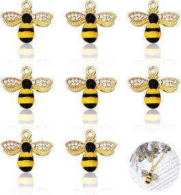 img 4 attached to 🐝 FAFAHOUSE Enamel Bee Pendant Charms: Sparkling Honeybee Jewelry Making Supplies – 20PCS with Crystals for DIY Necklaces and Crafting