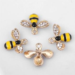 img 2 attached to 🐝 FAFAHOUSE Enamel Bee Pendant Charms: Sparkling Honeybee Jewelry Making Supplies – 20PCS with Crystals for DIY Necklaces and Crafting