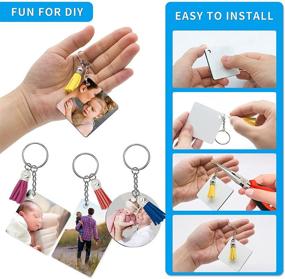 img 2 attached to 🔑 48Pcs Sublimation Keychain Blanks: Double-Sided Printed MDF DIY Blank Keychain Set with Heat Transfer Tassels - Ideal for Present Making and DIY Projects, 3 Shapes