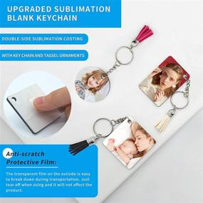 img 3 attached to 🔑 48Pcs Sublimation Keychain Blanks: Double-Sided Printed MDF DIY Blank Keychain Set with Heat Transfer Tassels - Ideal for Present Making and DIY Projects, 3 Shapes