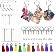 🔑 48pcs sublimation keychain blanks: double-sided printed mdf diy blank keychain set with heat transfer tassels - ideal for present making and diy projects, 3 shapes logo