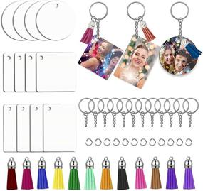 img 4 attached to 🔑 48Pcs Sublimation Keychain Blanks: Double-Sided Printed MDF DIY Blank Keychain Set with Heat Transfer Tassels - Ideal for Present Making and DIY Projects, 3 Shapes