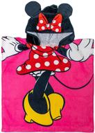 disney minnie mouse kids hooded poncho towel - super soft & absorbent cotton, ideal for bath, pool, beach - measures 22 x 22 inches - official disney product logo
