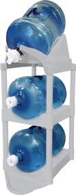 img 4 attached to Cascada Pour & Store System Water Bottle Rack-3-Tier 5 Gallon Jug Storage with Floor Protector & Dispenser Tray-Durable Plastic, Easy Assembly-Gray- Ideal for Home and Office Organization