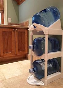 img 3 attached to Cascada Pour & Store System Water Bottle Rack-3-Tier 5 Gallon Jug Storage with Floor Protector & Dispenser Tray-Durable Plastic, Easy Assembly-Gray- Ideal for Home and Office Organization