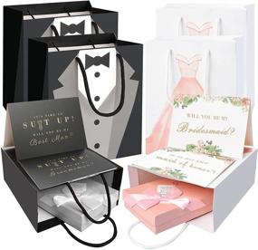 img 4 attached to PartyBloom 24PCS Wedding Party Gift Bags: The Perfect Favor Bags with Proposal Cards!