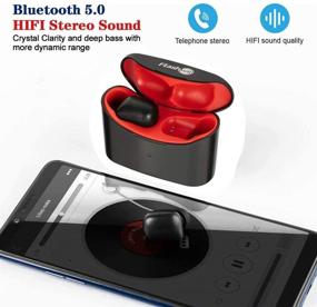 img 1 attached to 🎧 Waterproof Bluetooth 5.0 True Wireless Earbuds with Charging Case - 30H Playtime, Deep Bass, Built-in Mic - Great Sound for Sports and Work (Red)