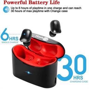 img 2 attached to 🎧 Waterproof Bluetooth 5.0 True Wireless Earbuds with Charging Case - 30H Playtime, Deep Bass, Built-in Mic - Great Sound for Sports and Work (Red)