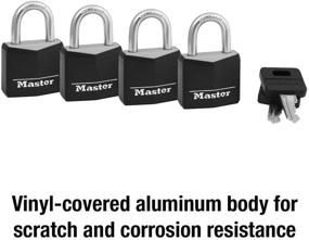 img 2 attached to 🔐 4 Pack of Master Lock 131Q Covered Aluminum Padlocks with Key - Black