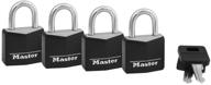 🔐 4 pack of master lock 131q covered aluminum padlocks with key - black logo