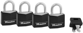 img 4 attached to 🔐 4 Pack of Master Lock 131Q Covered Aluminum Padlocks with Key - Black