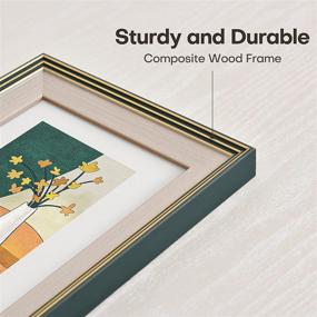 img 1 attached to 🖼️ Pack of 3 Vintage Rustic Wood-Grain Picture Frames - 5x7'', 4x6'', 8x10'' - Green/Gold - Tabletop or Wall Décor