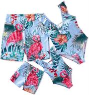 iffei mommy and me flamingo printed v neck one piece swimsuit: ideal family matching swimwear logo