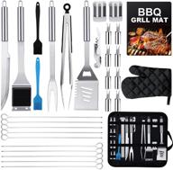 31-piece bbq grill accessories tools set, premium stainless steel grilling tools with carry bag, grill mats for camping/backyard barbecue, grill tools set ideal for men and women logo