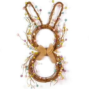 img 2 attached to Charming Easter Bunny Spring Wreath: Blossom Rabbit Garland with Pastel Berries for Front Door Decor