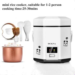 img 1 attached to 🍚 DCIGNA 1.2L Mini Rice Cooker: Compact Electric Lunch Box for 1-2 People - Portable Travel Rice Cooker with Keep Warm Function, Non-stick Pot - Ideal for Soup, Rice, Stews, Grains & Oatmeal