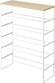 img 4 attached to 👟 White Wood Top Shoe Rack by Yamazaki Home - 6 Tier, One Size