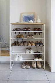 img 3 attached to 👟 White Wood Top Shoe Rack by Yamazaki Home - 6 Tier, One Size