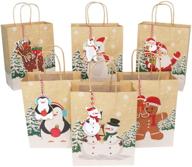 🎁 наши теплые 24 шт. крафтовые рождественские пакеты с рождественскими ярлыками - праздничные подарочные пакеты для рождественских сувениров, 9 x 7 x 3.5 дюйма - бумажные пакеты для сладостей. логотип