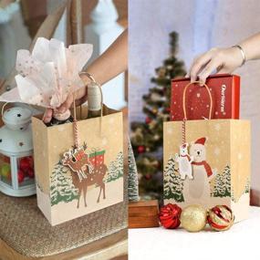 img 1 attached to 🎁 Наши теплые 24 шт. Крафтовые рождественские пакеты с рождественскими ярлыками - праздничные подарочные пакеты для рождественских сувениров, 9 x 7 x 3.5 дюйма - бумажные пакеты для сладостей.