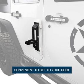 img 2 attached to Улучшите свой Jeep Wrangler JK с помощью u-Box металлической складной подножки - совместимо с 2007-2018 годом с установкой на петлях двери Jeep JK!