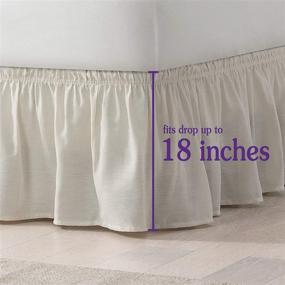 img 1 attached to Pom Pom Elastic Wrap Around Bed Skirt with Easy Fit Design, Hassle-Free Dust Ruffle (18-Inch Drop), Queen/King Size, White