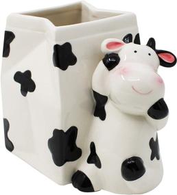 img 3 attached to 🐄 Cow Utensil Holder, Farmhouse Kitchen Décor, Ceramic Crock Storage, Cow Farm Decor, Gift for Cow Lovers