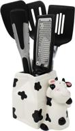 🐄 cow utensil holder, farmhouse kitchen décor, ceramic crock storage, cow farm decor, gift for cow lovers логотип