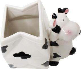 img 1 attached to 🐄 Cow Utensil Holder, Farmhouse Kitchen Décor, Ceramic Crock Storage, Cow Farm Decor, Gift for Cow Lovers