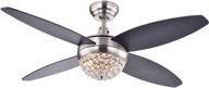 🌀 tiffany cfl-8171sn harvin ceiling fan - 4-blade wood satin nickel with crystal accents логотип