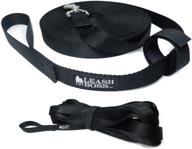 🐕 leashboss long trainer - black 20-foot nylon dog training leash with storage strap - k9 recall - for large dogs (20 ft, 1 in) logo