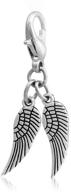 🕊️ jgfinds angel wings clip on charm - 10 pack of silver tone pendants with lobster clasp: ideal diy jewelry making supplies logo