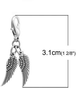 img 2 attached to 🕊️ JGFinds Angel Wings Clip On Charm - 10 Pack of Silver Tone Pendants with Lobster Clasp: Ideal DIY Jewelry Making Supplies