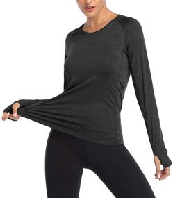 img 1 attached to 🏋️ VUTRU Women's Breathable Long Sleeve Workout T-Shirts - Thumbhole Sports Yoga Tops for Running