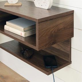 img 1 attached to 🛏️ Modern and Functional South Shore Furniture Sazena Floating Nightstand in Natural Walnut - Enhance Your Bedroom Décor!