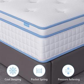 img 3 attached to 🛏️ Full Size Hybrid Mattress by IYEE NATURE - 12 Inch Individual Pocket Springs with Foam for Full Bed in a Box - Breathable, Pressure Relief, Medium Firmness, Blue